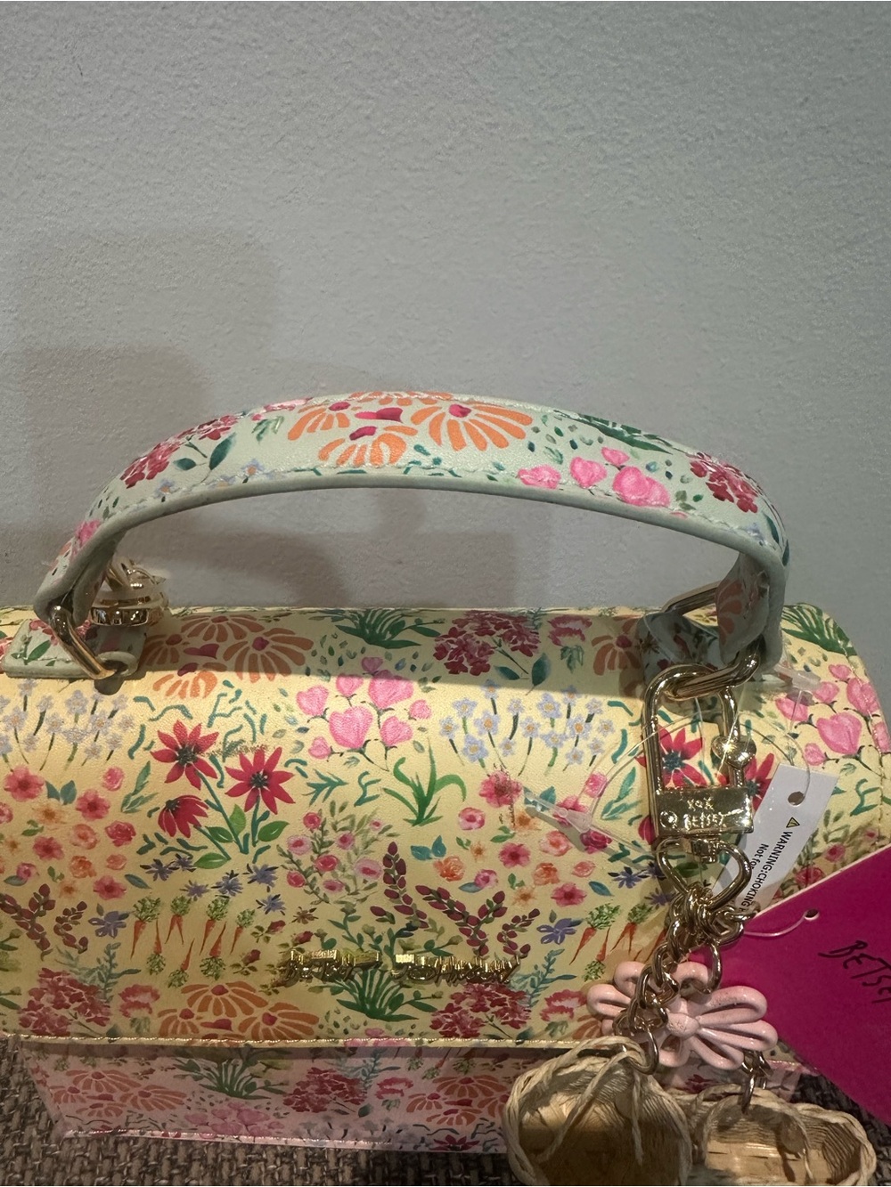 NWT Betsey Johnson Floral Garden Top-Handle Crossbody Bag | Basket Charms - Picture 5 of 12